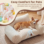 Exnote 24" Corduroy Cat Sofa Bed, Ultra Soft Fluffy Pet Couch with Removable Washable Cover, Modern Supportive Cat Chair for Indoor Cats and Dogs