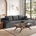 Exnote Corduroy Modular Ottoman, Soft Memory Foam Footstool & Extension Seat for L-Shaped Sectional Sofa, Black