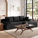 Exnote Corduroy Modular Ottoman, Soft Memory Foam Footstool & Extension Seat for L-Shaped Sectional Sofa, Black