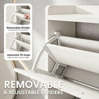 Exnote Shoe Cabinet Narrow Shoe Storage Cabinet for Entryway and Hallway Space-Saving Shoe Organizer Featuring 2 Flip Drawers and Customizable Shelf That Stores 16+ Shoe Pairs,White
