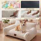 Exnote 24" Corduroy Cat Sofa Bed, Ultra Soft Fluffy Pet Couch with Removable Washable Cover, Modern Supportive Cat Chair for Indoor Cats and Dogs