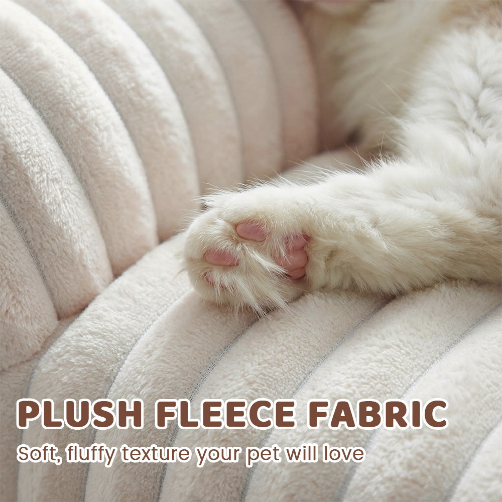 Exnote 24" Corduroy Cat Sofa Bed, Ultra Soft Fluffy Pet Couch with Removable Washable Cover, Modern Supportive Cat Chair for Indoor Cats and Dogs