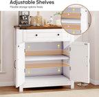 Exnote 30" Coffee Bar Station Cabinet, Kitchen Storage Sideboard with Drawer and Adjustable Shelves, Modern Farmhouse Buffet Cabinet for Kitchen, Living Room, Entryway, White