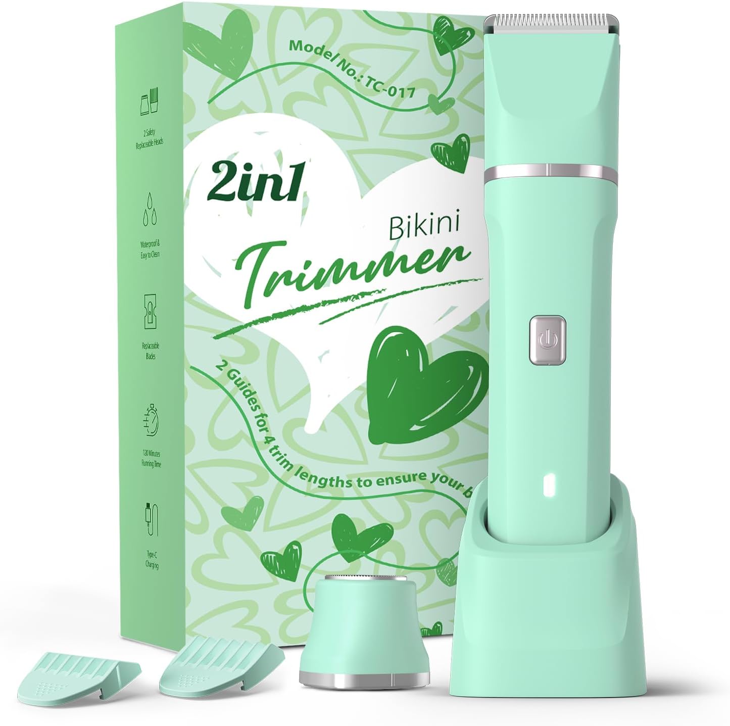Bikini Trimmer for Women - Painless Electric Razors for Silk Skin,Cordless Body Shaver for Trip,Replaceable Lady Facial Razor, IPX7 Waterproof&Easy Cleaning, Stocking Stuffers Christmas Gifts