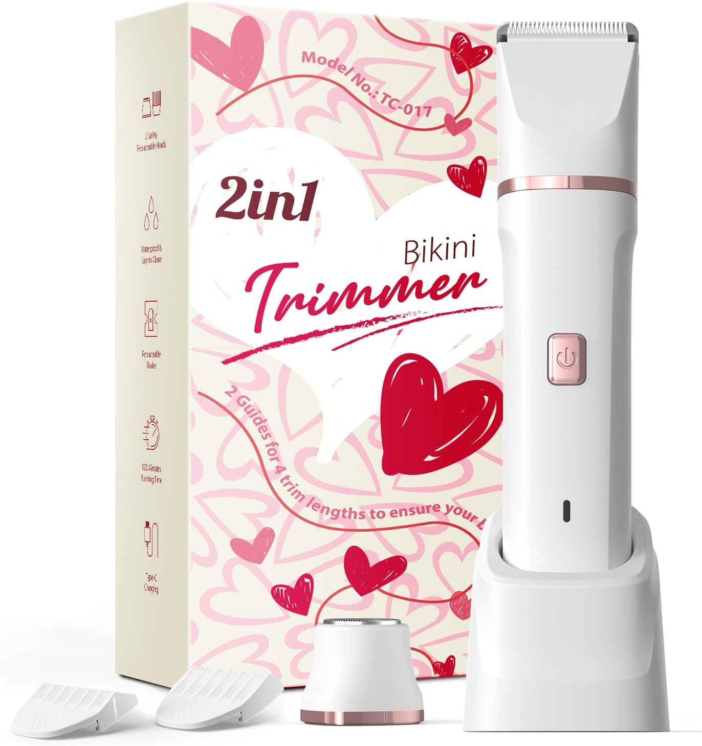 Bikini Trimmer for Women - Painless Electric Razors for Silk Skin,Cordless Body Shaver for Trip,Replaceable Lady Facial Razor, IPX7 Waterproof&Easy Cleaning, Stocking Stuffers Christmas Gifts