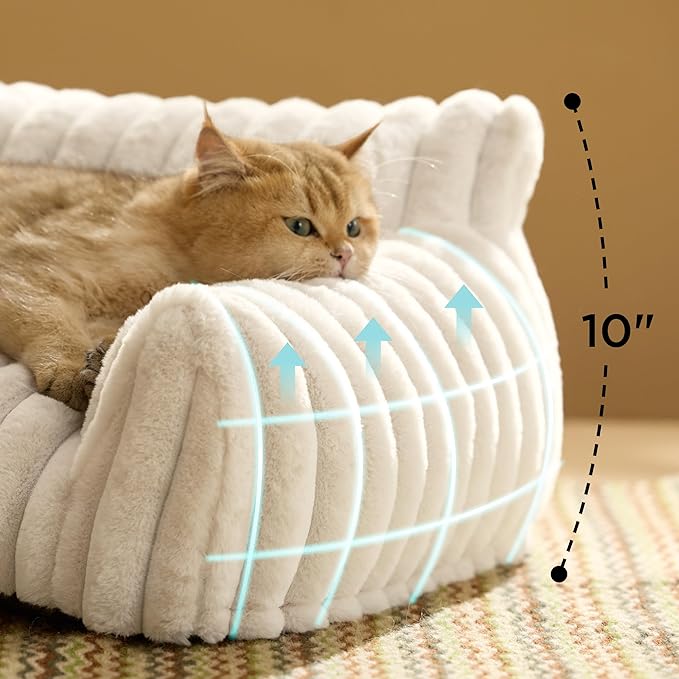 NeteNete Cute Pet Sofa – Fluffy Pet Couch Made with Premium Soft Corduroy, Washable Removable Cover, Luxurious Indoor Cat Bed, Supportive Pet Chair