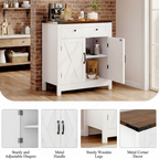 Exnote 30" Coffee Bar Station Cabinet, Kitchen Storage Sideboard with Drawer and Adjustable Shelves, Modern Farmhouse Buffet Cabinet for Kitchen, Living Room, Entryway, White