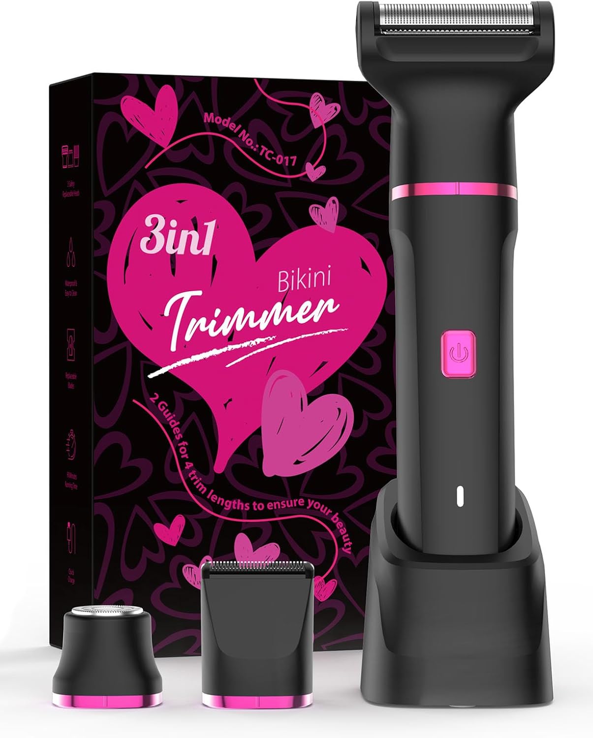 Bikini Trimmer for Women - Painless Electric Razors for Silk Skin,Cordless Body Shaver for Trip,Replaceable Lady Facial Razor, IPX7 Waterproof&Easy Cleaning, Stocking Stuffers Christmas Gifts