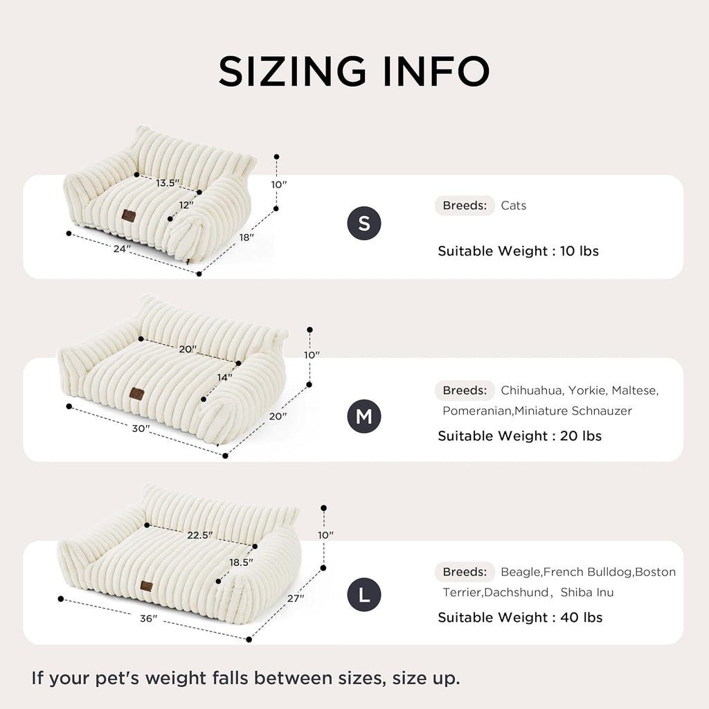 NeteNete Cute Pet Sofa – Fluffy Pet Couch Made with Premium Soft Corduroy, Washable Removable Cover, Luxurious Indoor Cat Bed, Supportive Pet Chair