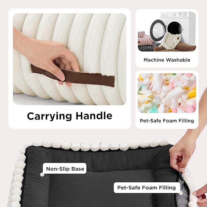 NeteNete Cute Pet Sofa – Fluffy Pet Couch Made with Premium Soft Corduroy, Washable Removable Cover, Luxurious Indoor Cat Bed, Supportive Pet Chair