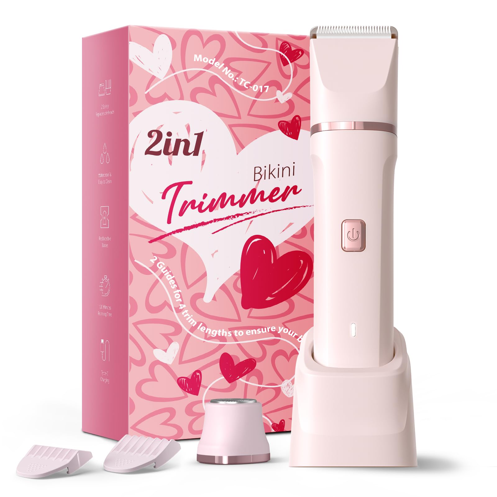 Bikini Trimmer for Women - Painless Electric Razors for Silk Skin,Cordless Body Shaver for Trip,Replaceable Lady Facial Razor, IPX7 Waterproof&Easy Cleaning, Stocking Stuffers Christmas Gifts
